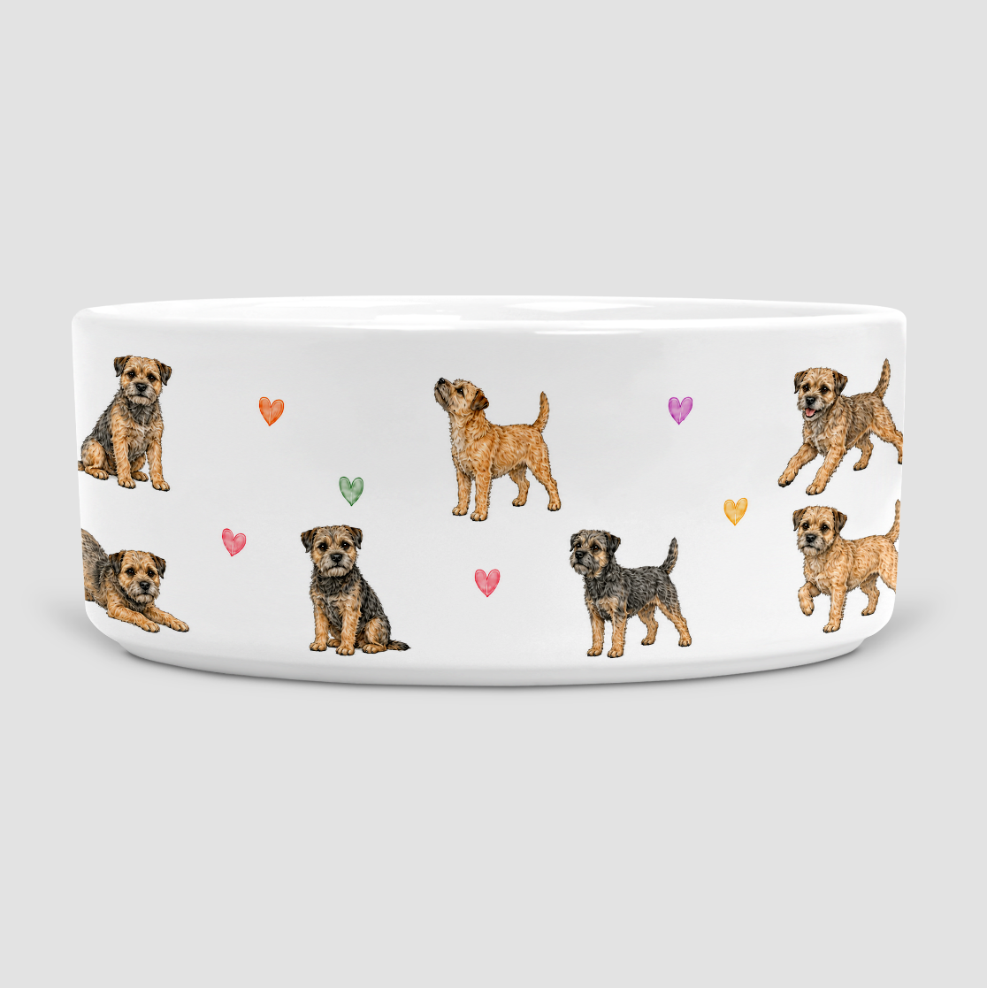 Border Terrier Hearts Dog Bowl