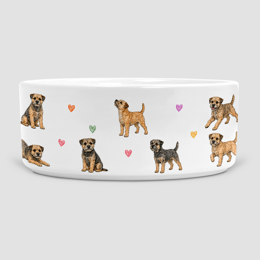 Border Terrier Hearts Dog Bowl