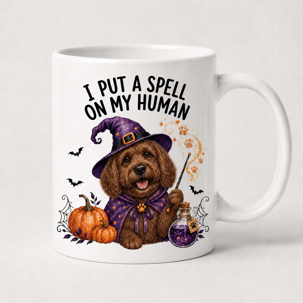 Brown Cockapoo Halloween Mug – I Put a Spell on My Human