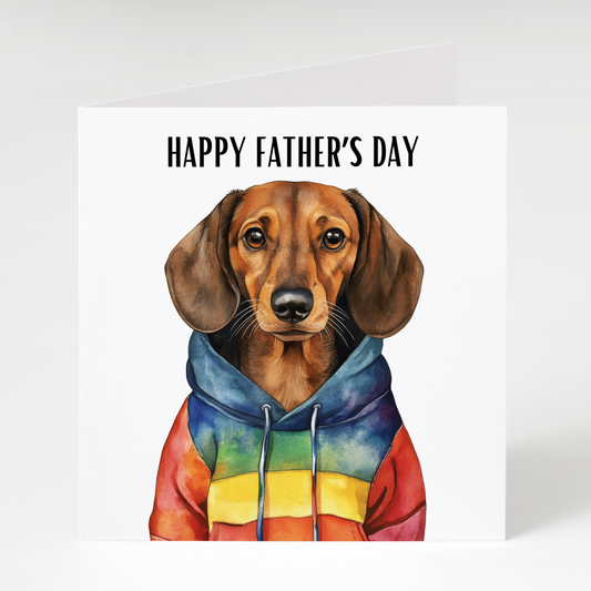 Brown Dachshund in Hoodie Father’s Day Card