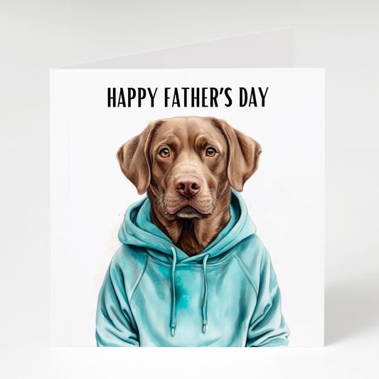 Brown Labrador in Hoodie Father's Day Card