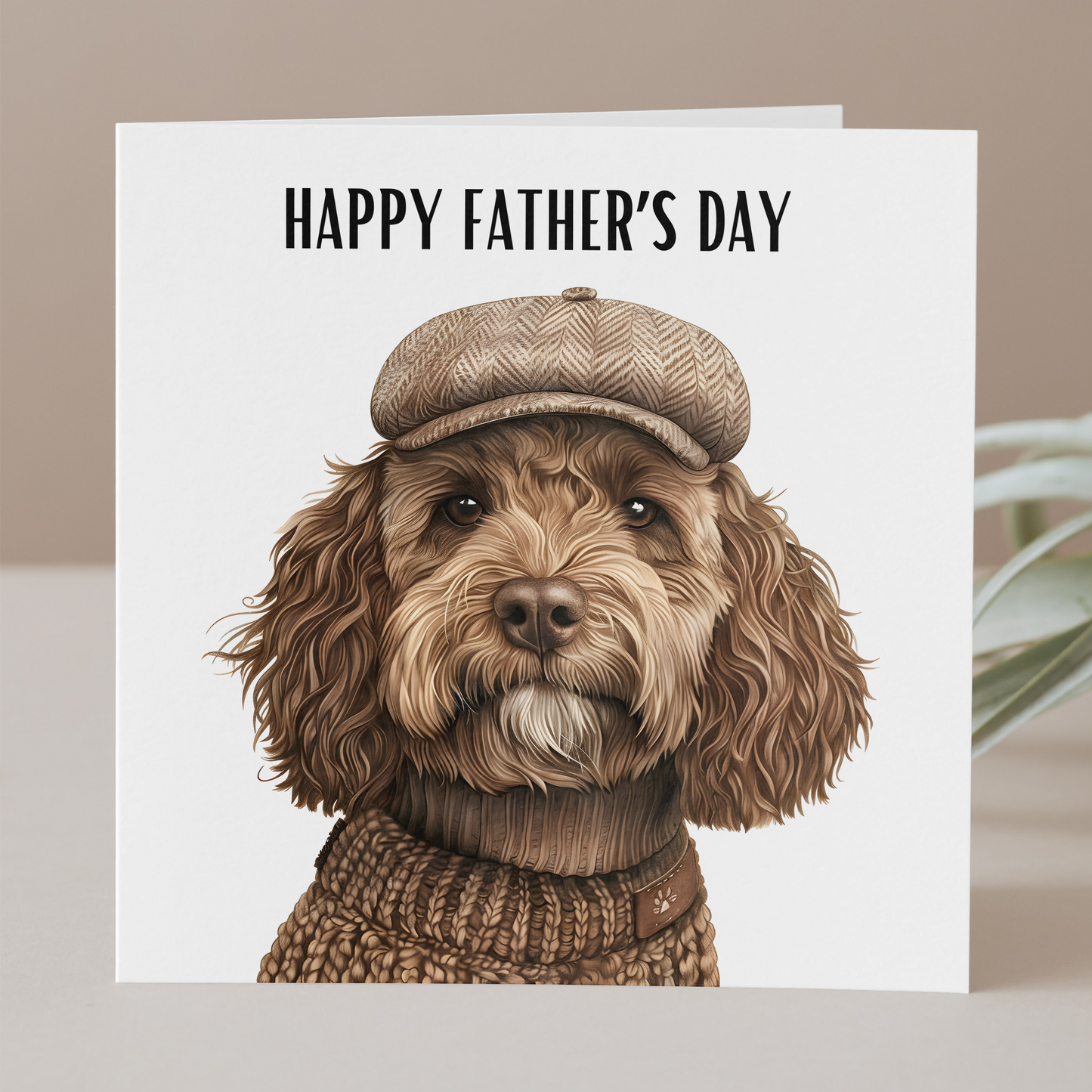 Cockapoo in Flat Cap Father's Day Card