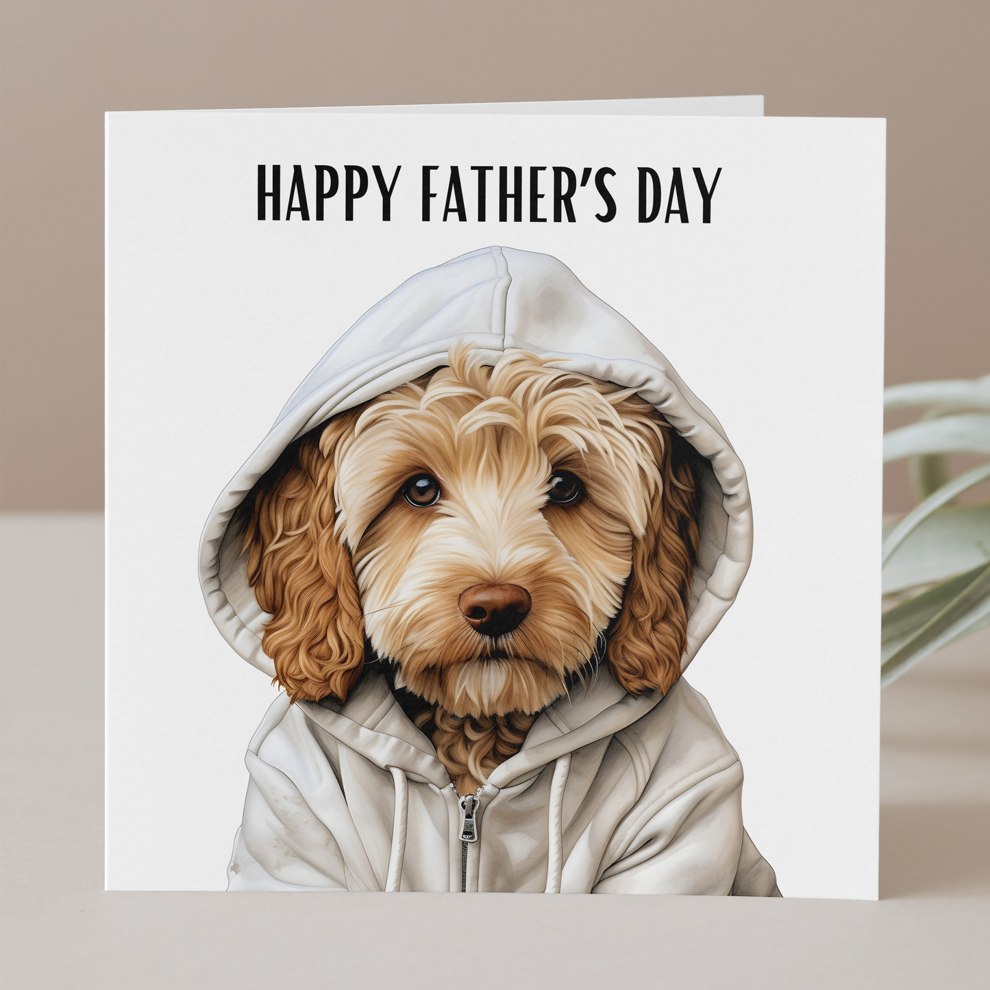 Cockapoo in Hoodie Father's Day Card