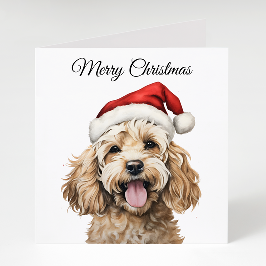 Cockapoo in Santa Hat Christmas Cards pack of 5