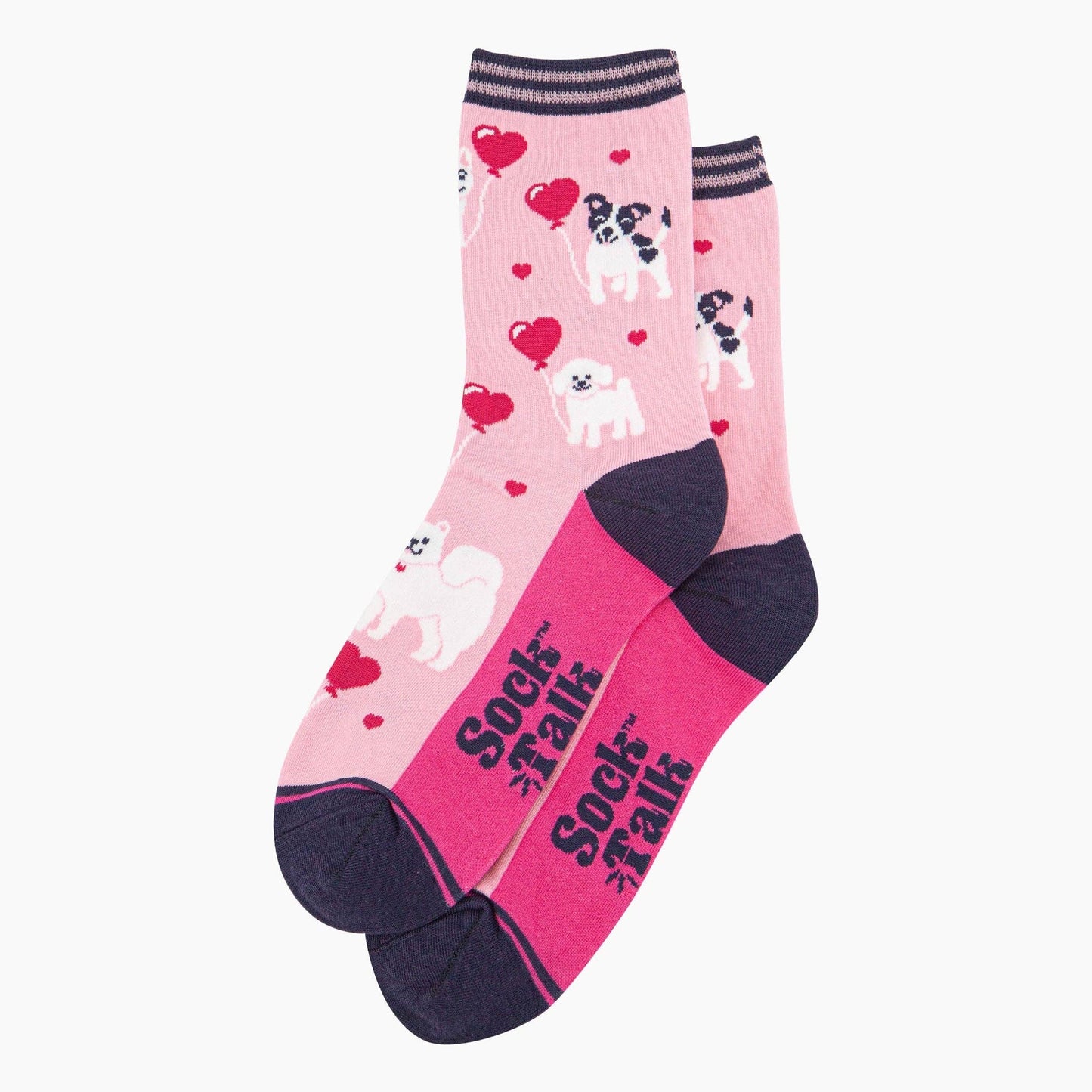 Women's Dog Love Heart Balloons Bamboo Socks