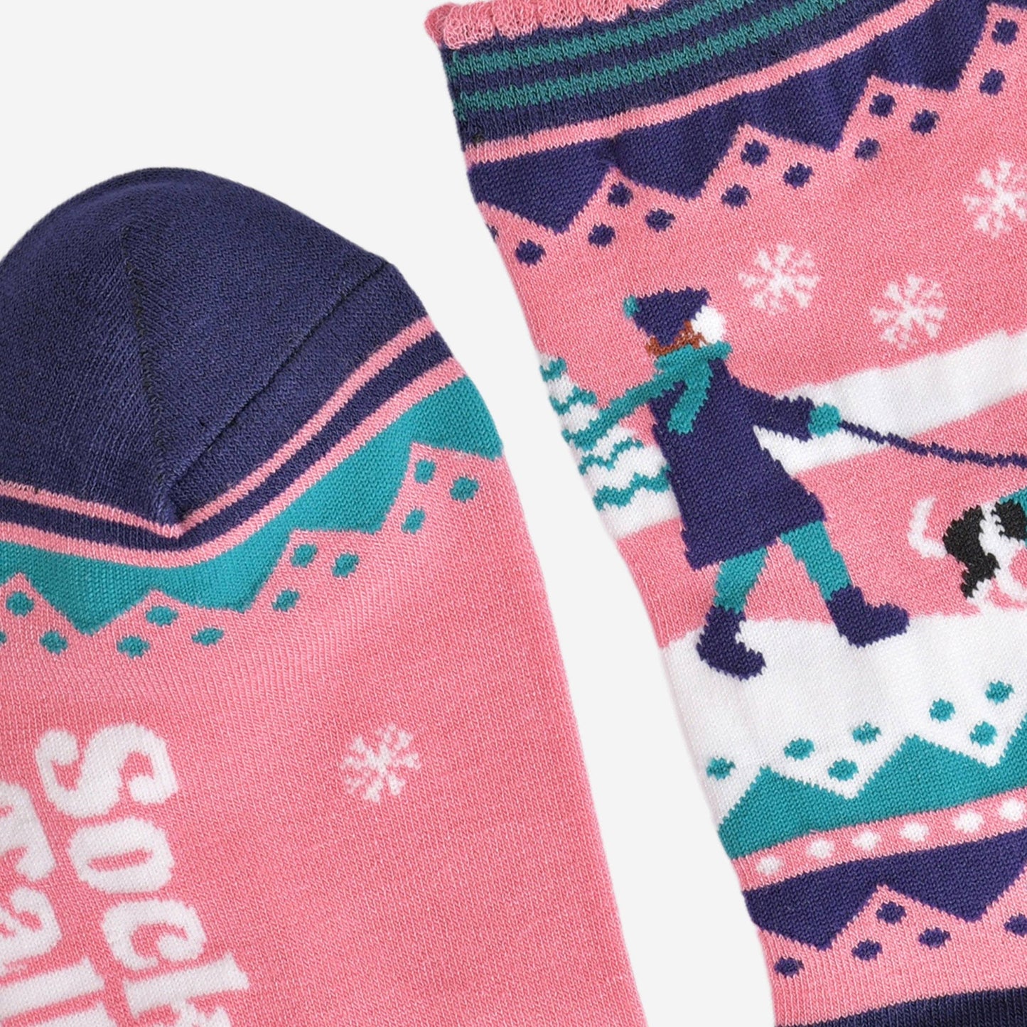 Sock Talk Women's King Charles Spaniel Walk Bamboo Socks - Pink / Navy