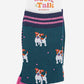 Women's Jack Russell Bamboo Socks - Forest Green / Navy