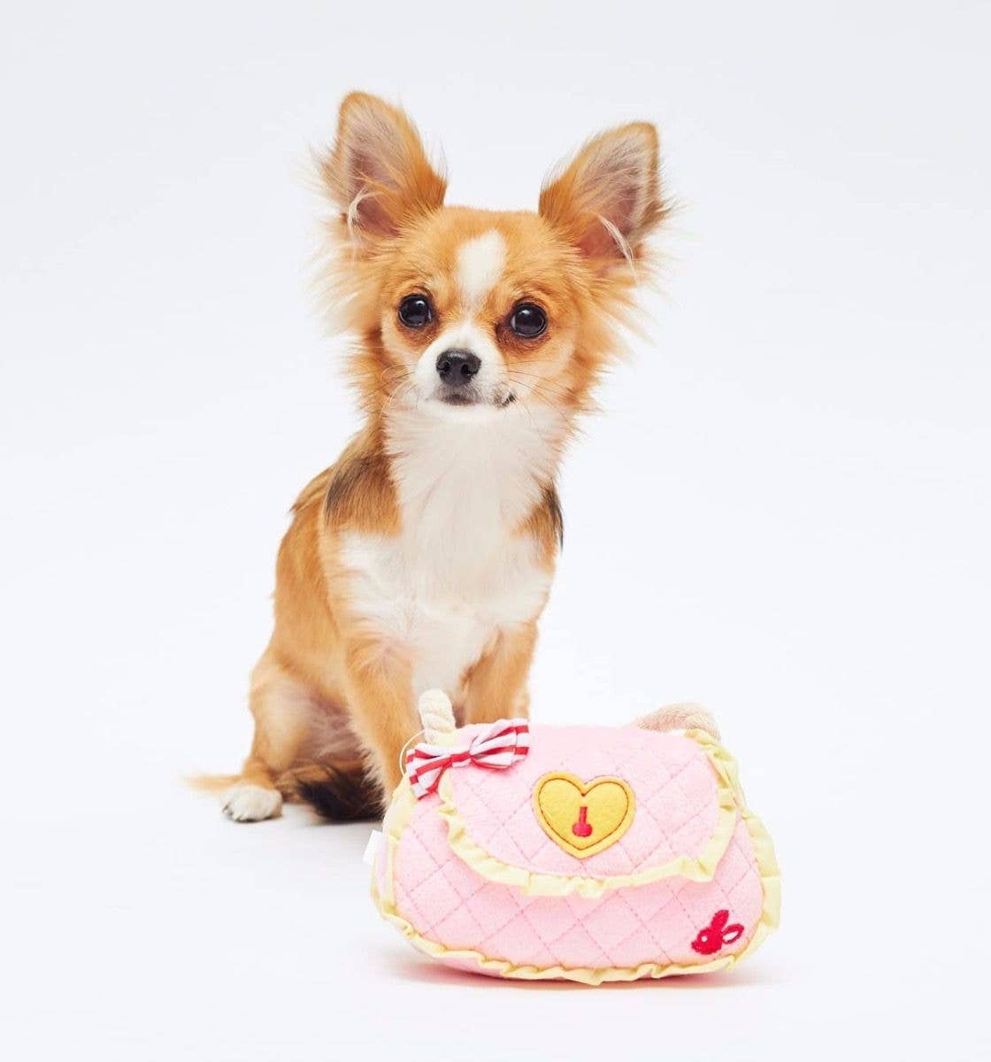 Chi Pink Handbag Plush Dog Toy with Rope Handle