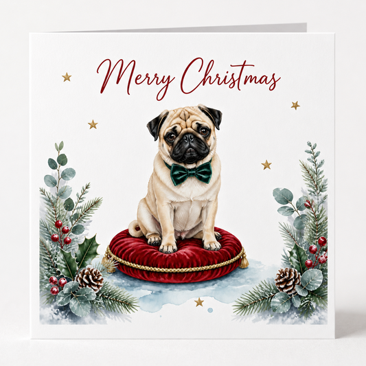 Festive Pug Christmas Cards - Pack of 5