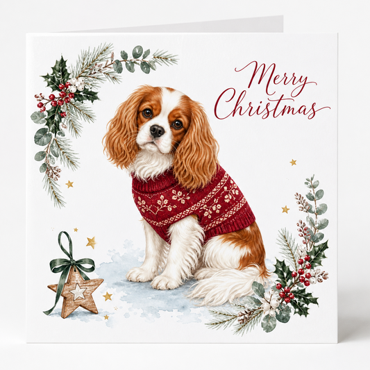Festive Cavalier King Charles Spaniel Christmas Cards - Pack of 5