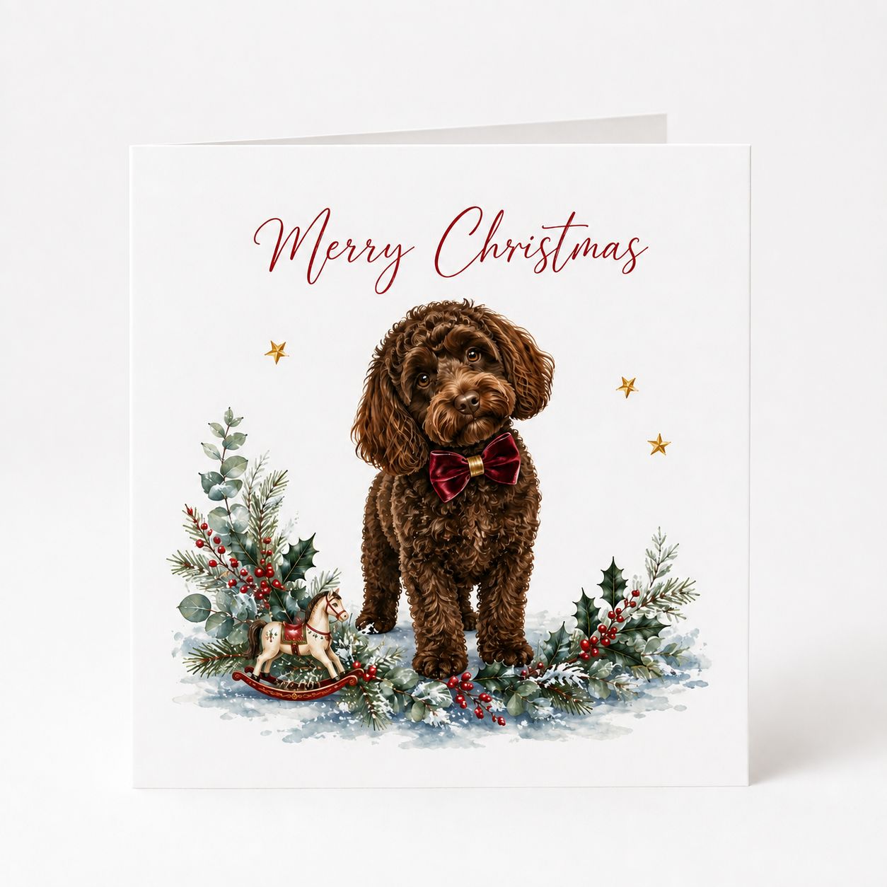Festive Brown Cockapoo Christmas Cards - Pack of 5