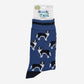 Men's Border Collie Bamboo Socks - Denim Blue / Black
