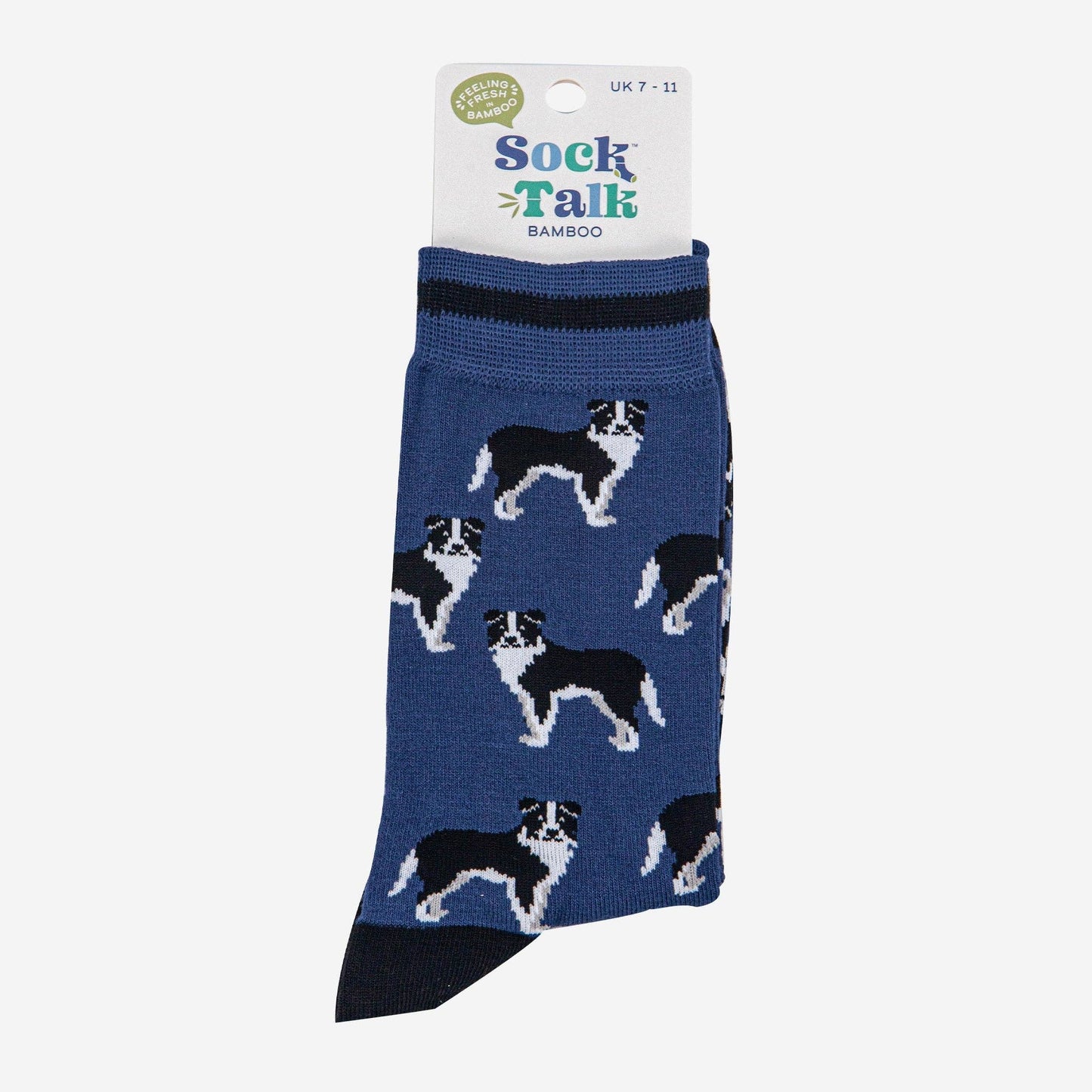 Men's Border Collie Bamboo Socks - Denim Blue / Black