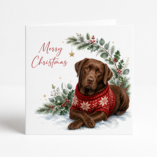 Festive Brown Labrador Christmas Cards - Pack of 5