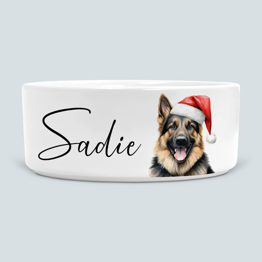 German Shepherd Personalised Christmas Dog Bowl