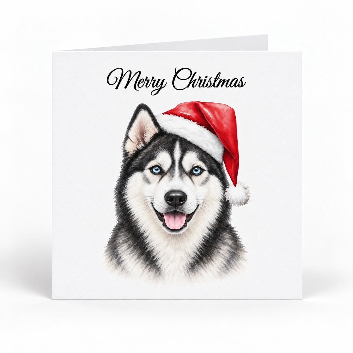 Husky Santa Hat Christmas Cards - Pack of 5