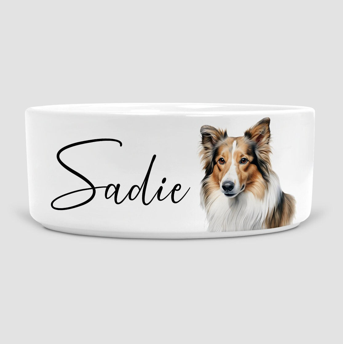 Personalised Dog Bowl, Rough Collie, Dog, Dog Bowls, Ceramic Dog Bowl, Medium Dog Bowl, Rough Collie lover, Dog gift