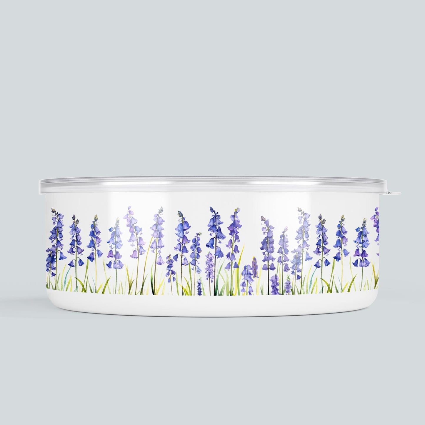 Bluebells Enamel Travel Dog Bowl with Lid – Portable Pet Bowl for Hiking, Camping, holidays, Van Life or even just a stay at doggy daycare
