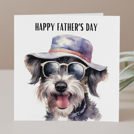 Schnauzer in bucket hat Father's Day Card