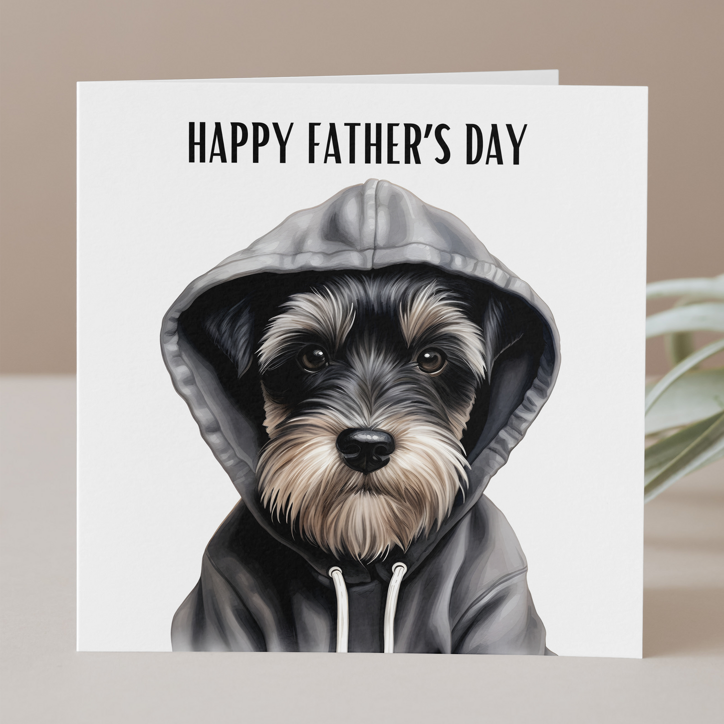 Schnauzer in Hoodie Father's Day Card