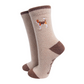Beagle Embroidered Wool Socks in Oatmeal