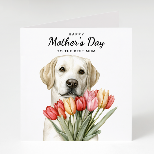 Labrador with Flowers Mother's Day Card
