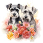 Schnauzers flowers flask, Schnauzer lover gift, Dog lover gift, Miniature Schnauzer, Standard schnauzer, flask with cup, 500ml drinks bottle
