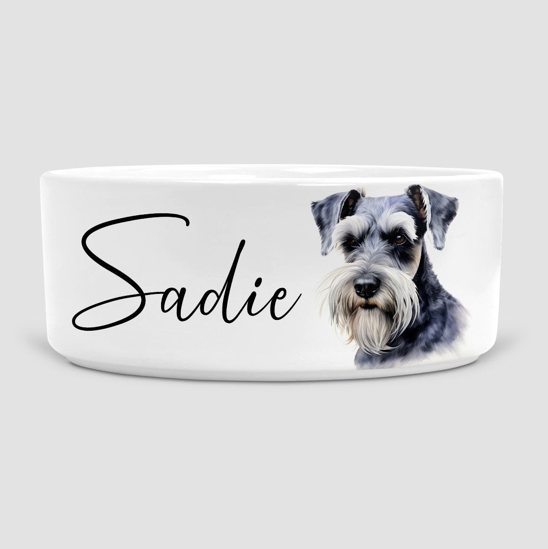 Personalised Schnauzer Dog Bowl, Salt and pepper Schnauzer, Dog, Ceramic Dog Bowl, Medium Dog Bowl, Schnauzer Gift, Dog gift